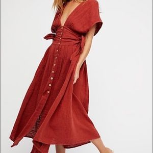 Free People Jacinta Midi Dress in Red